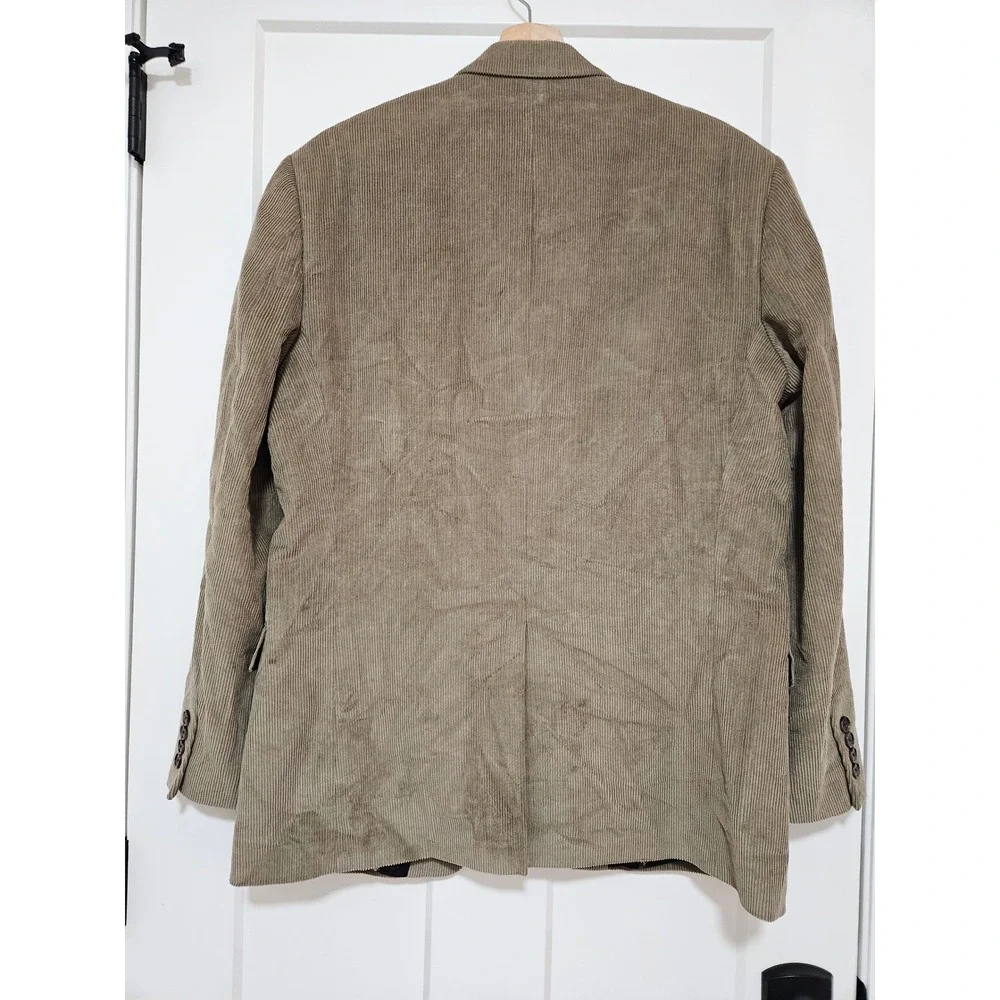 Lauren Ralph Lauren Corduroy Sport Coat Blazer Mens 40R Tan Cotton Bird Lining